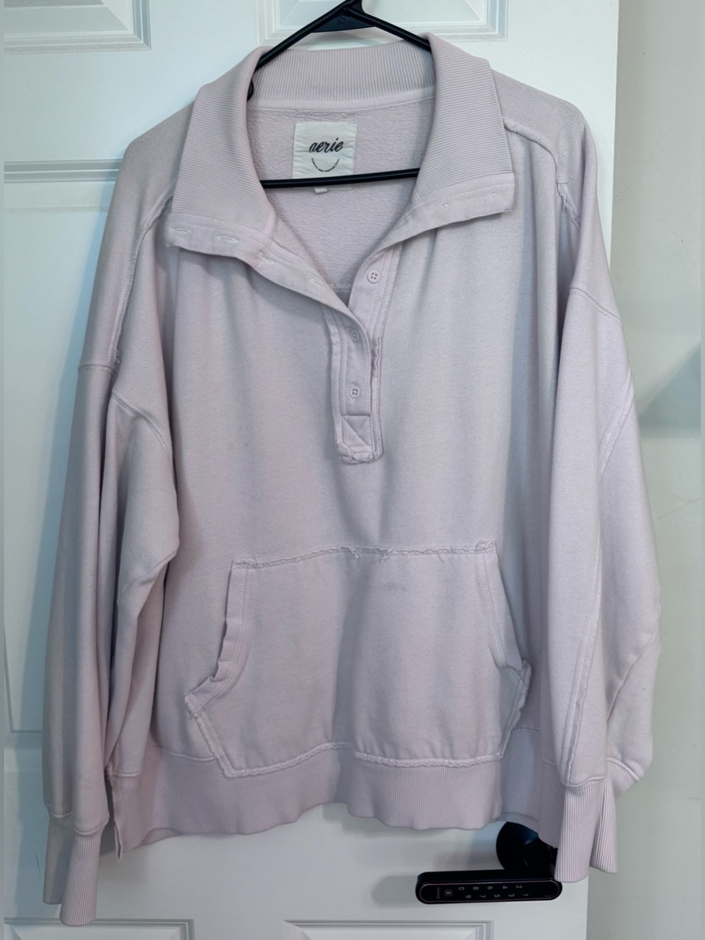 Aerie Very Light Pink sweatshirt, 3/4 button READ DESCRIPTION Women’s L Large
